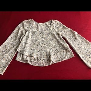 Floral Bell Sleeve Crop Top